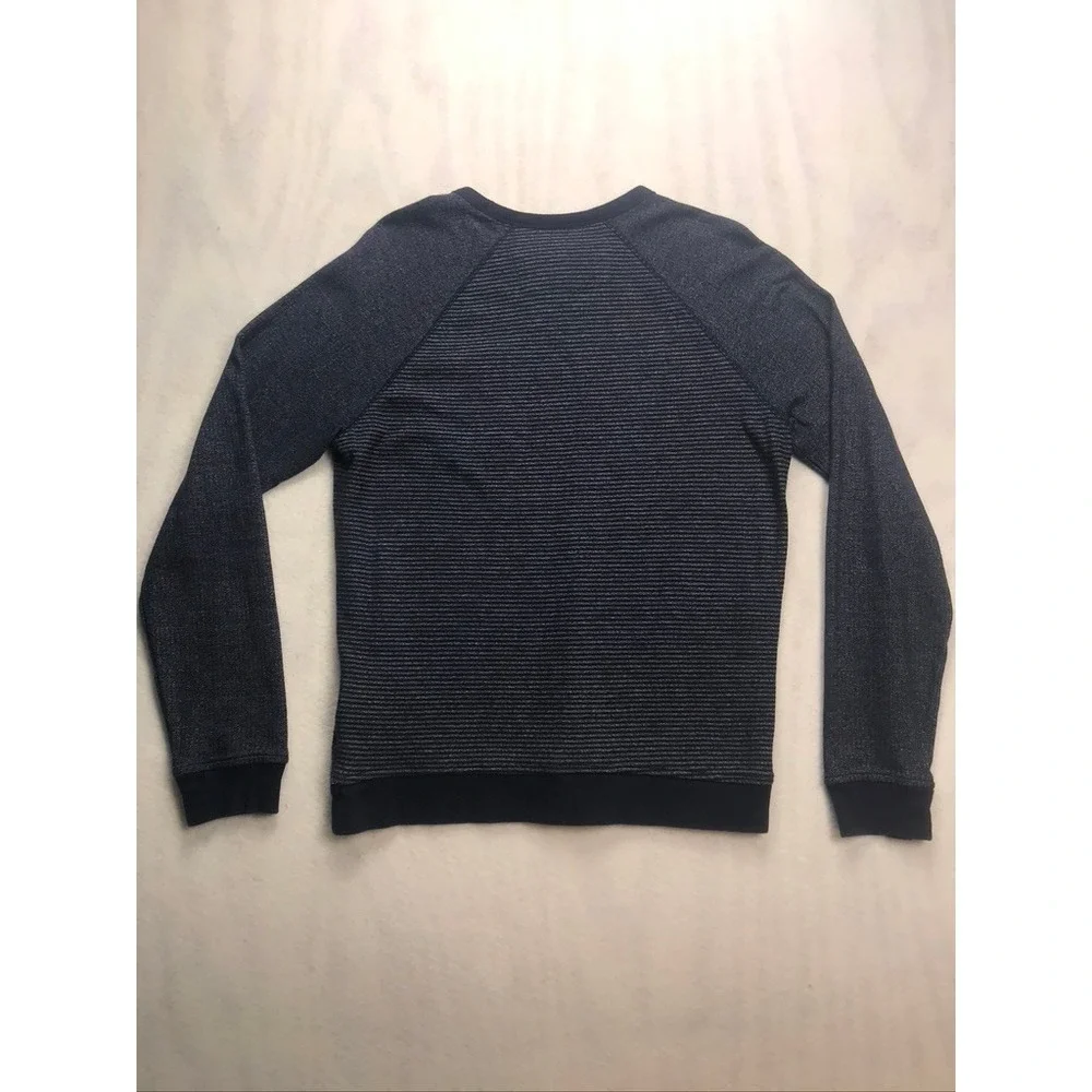 Banana‎ Republic Mens Blue Stripe Crew Neck Raglan Sleeve Pocket Sweatshirt M